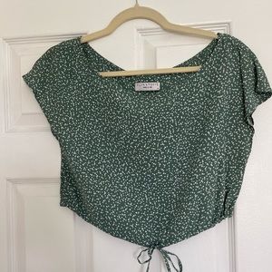 Flynn Skye green dotted crop top with scrunch tie hem